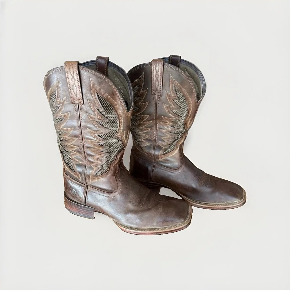 Ariat VentTek Ultra Western Pull On Boots Mens Sz 11.5 D Brown Leather 10023129
